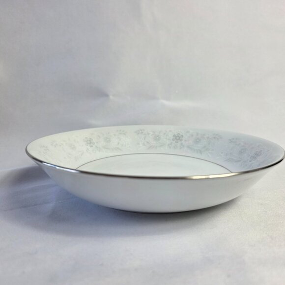 TWO Crown Ming Queen's Lace Soup Bowls White Flowers Platinum Trim - Picture 14 of 16